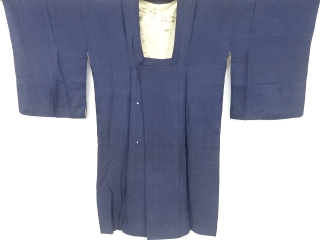 アンティーク　手織り紬ロング道行コート